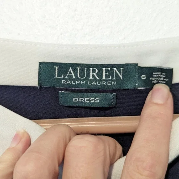 Lauren by Ralph Lauren Navy Ruched Bodycon Midi Dress Formal Office Cocktail - Picture 4 of 5